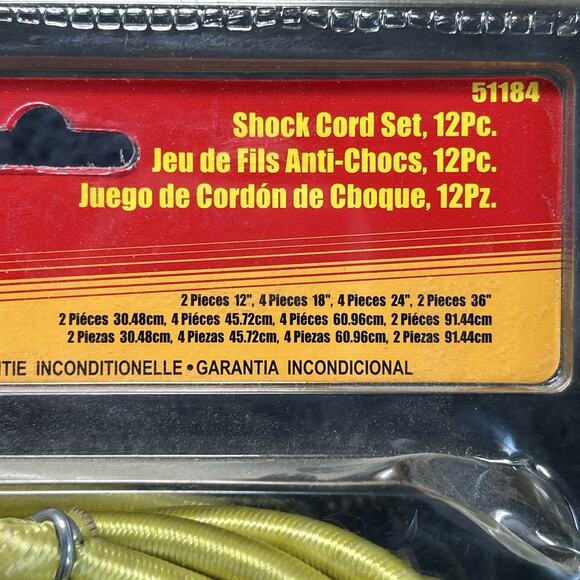New Sealed 12pc Shock Cord Bungee Set 12" 18" 24" 36" Each x 2 Heavy Duty - Picture 3 of 6